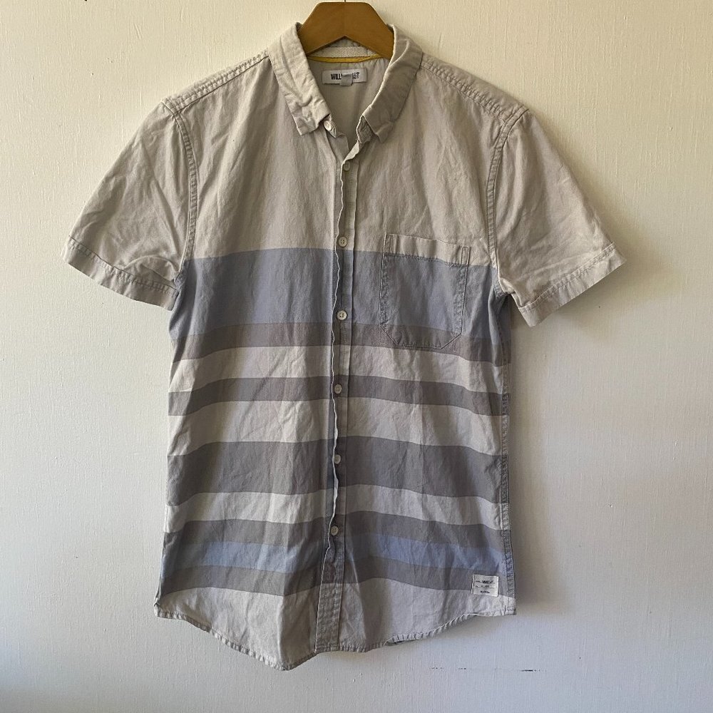 William Rast Shirt Mens Small Short Sleeve Casual Collared Gray‎ Color Block